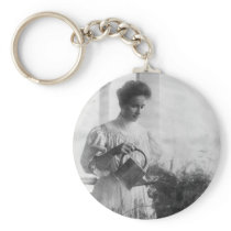 Helen Keller Watering Plants Portrait Keychains