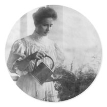 Helen Keller Watering Plants Portrait Sticker