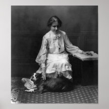 Helen Keller with Dog Poster
