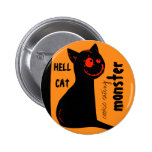 hell black cat Halloween button buttons