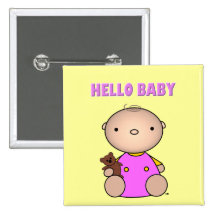 Hello Baby Girl Pinback Button