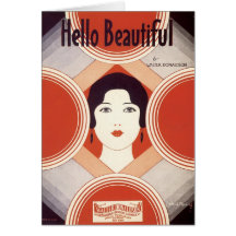 Hello Beautiful Vintage Songbook Cover Greeting Cards