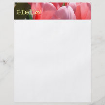 Hello! Flyers paper Pink Tulip Flowers Spring