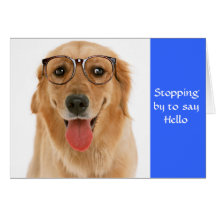 Hello Golden Retriever Dog & Glasses Greeting Card