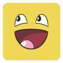 hello happy face square stickers