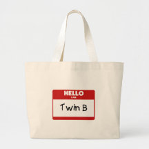 Hello I Am Twin B Tote Bags