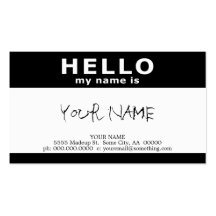 hello my name is : black and white business card templates