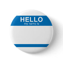Hello My Name Is - Blue Pinback Buttons