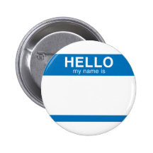 Hello My Name Is - Blue Pinback Buttons