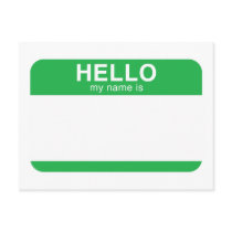 Hello My Name Is - Green Postcard