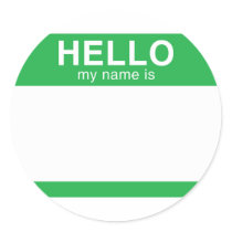Hello My Name Is - Green Round Stickers