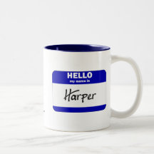 Hello My Name Is Harper (Blue) Mug