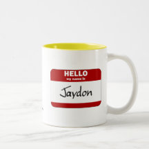Hello My Name Is Jaydon (Red) Mugs