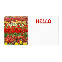 HELLO my name is Name Tags Tulip Flowers Custom Shipping Labels