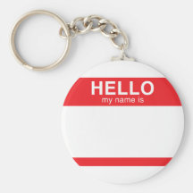 Hello My Name Is - Red Key Chain