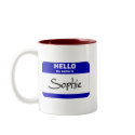 Hello My Name Is Sophie (Blue) mugs