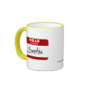 Hello My Name Is Sophie (Red) mugs