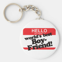 Hello My Name Is World's Best Boyfriend Keychain