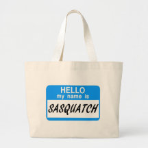 Hello Name Tag Sasquatch Canvas Bag