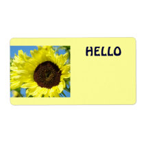 Hello Name Tags Yellow Sunflowers Sun Flowers Shipping Labels
