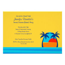 Hello Sunshine Beach Party  Custom Invitation