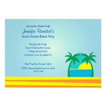 Hello Sunshine Beach Party  Custom Invitation