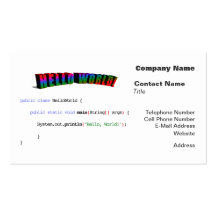 Hello World geek greeting Java Business Cards