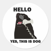 HELLO YES THIS IS DOG telephone phone Round Stickers