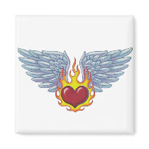 Hells Flames and Angel Wings Fridge Magnet