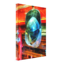 Helmet Hanging on Fire Truck Stretched Canvas Prints