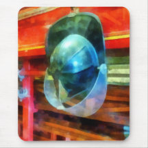 Helmet Hanging on Fire Truck Mouse Pad