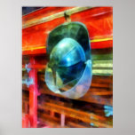 Helmet Hanging on Fire Truck Print