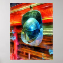 Helmet Hanging on Fire Truck Print