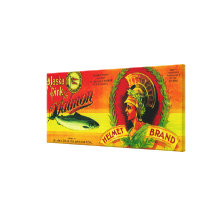 Helmet Salmon Can LabelLoring, AK Gallery Wrapped Canvas