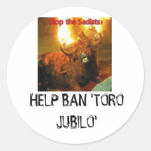 HELP BAN 'TORO JUBILO' ROUND STICKER