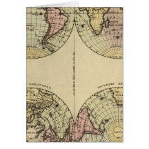 Hemispheres Hand Coloured Atlas Map Cards
