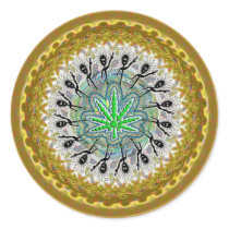 Hemp Leaf with Circle of Dancing Men  Sticker