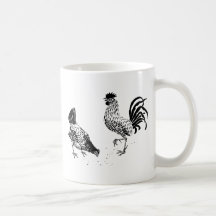 Hen and Rooster Pecking the Ground Mug