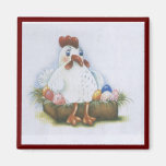 Hen with eggs fridge magnet