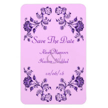Henna Floral (Save The Date) (Purple) Rectangle Magnets