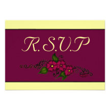 Henna Flower (Fuschia) Personalized Announcements