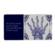 Henna Hand (Blue) Personalised Shipping Label