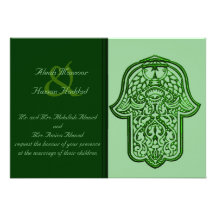 Henna Hand of Hamsa (Green) (Wedding) Invite