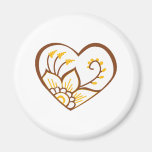 Henna Heart Yellow Refrigerator Magnets