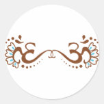 Henna Om Double Round Stickers