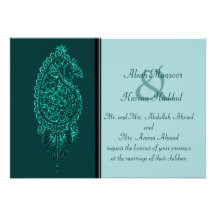 Henna Peacock (Turquoise) Custom Announcement