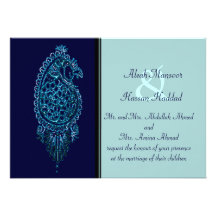 Henna Peacock (Wedding) (Blue) Invitation