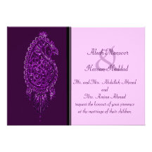 Henna Peacock (Wedding) (Violet) Custom Announcements