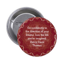 Henry David Thoreau Motivational Dream Quotation Pin
