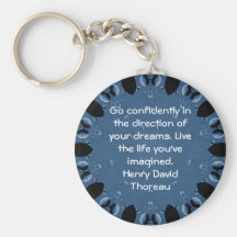 Henry David Thoreau Motivational Dream Quotation Keychain